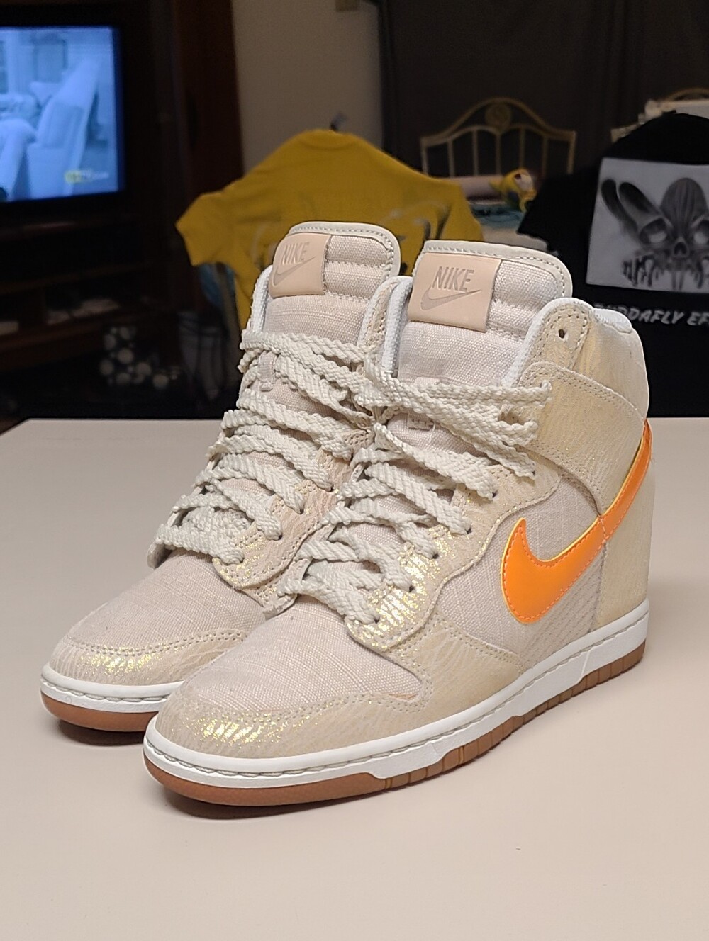 Nike Dunk Sky Hi Cream Orange casual wedge skateboard sneakers size 7.5